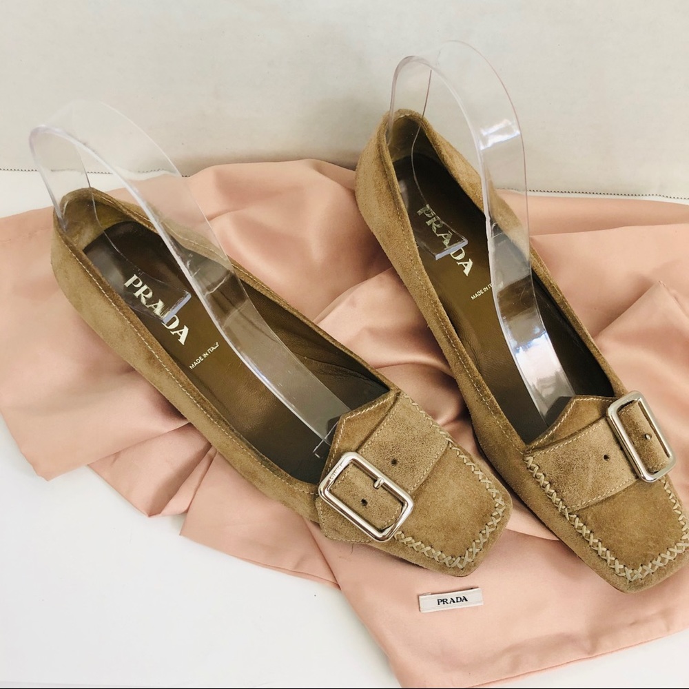 PRADA Suede Buckle Kitten Loafer - Picture 7 of 8